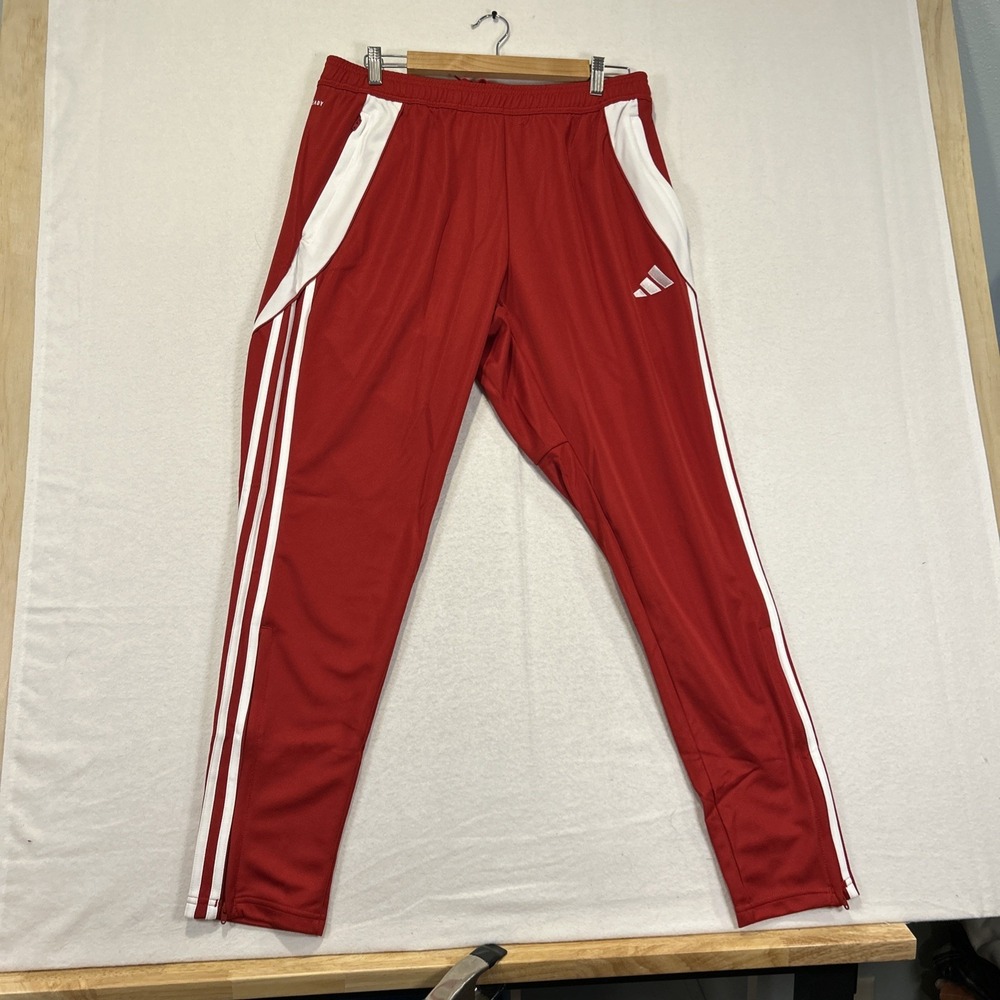 Adidas Tiro 24 Track Pants Mens Large Red White Stripe Tapered Zip IV7264 NWT